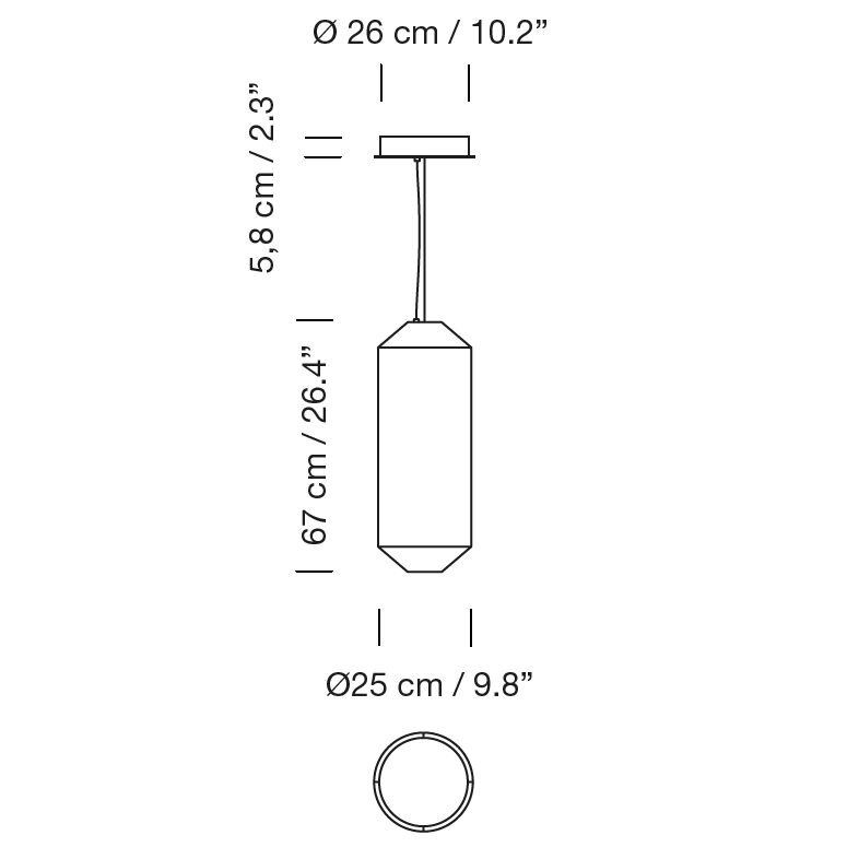 Tekio Vertical Suspension Dimensions