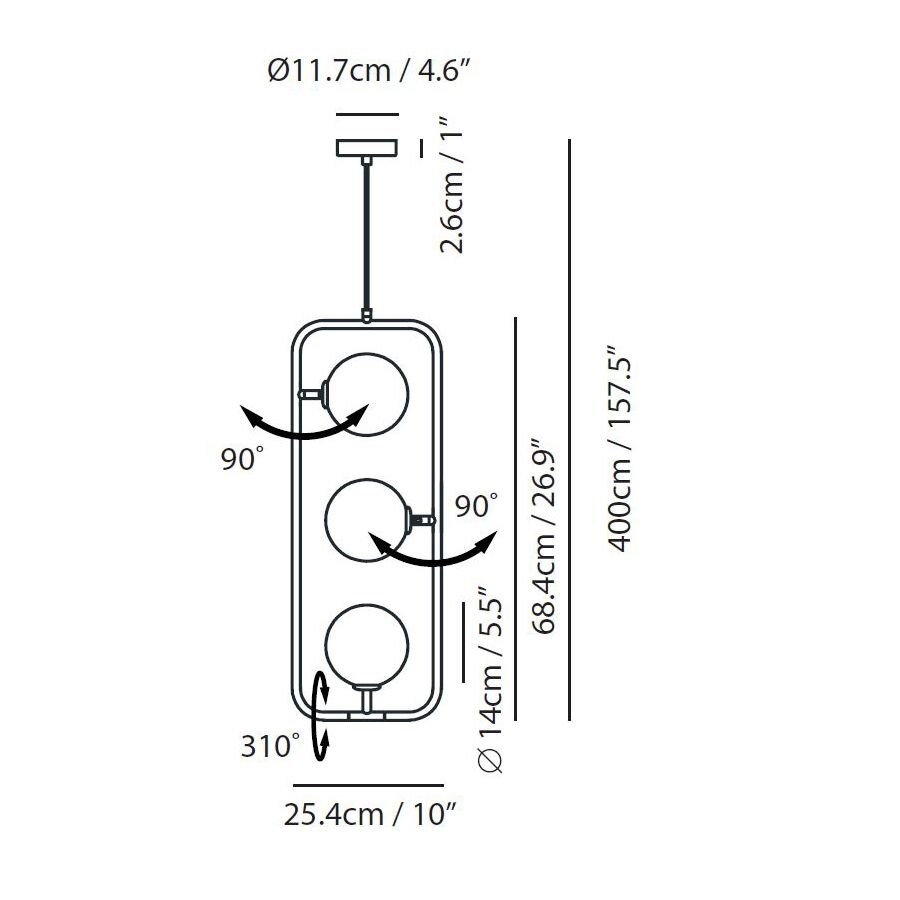 Sircle Pendant PV3 Suspension Dimensions