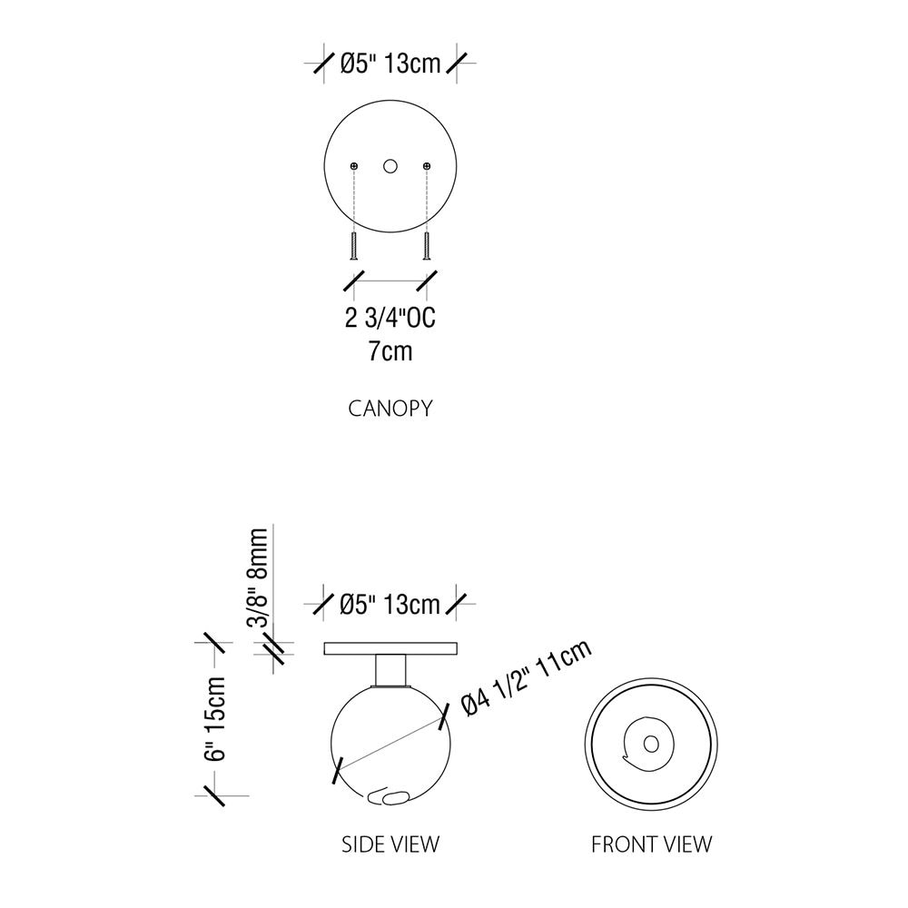 Stem 1X Wall/Ceiling Dimensions