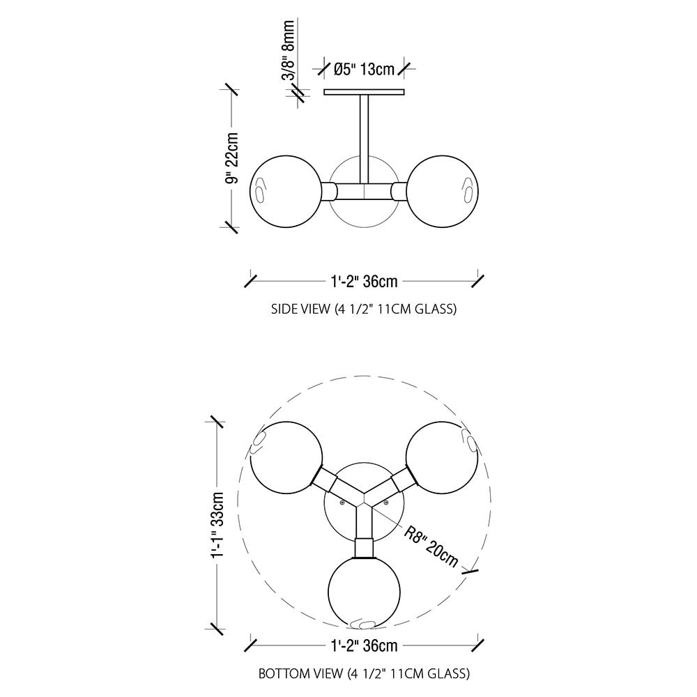 Stem 3X Wall/Ceiling Dimensions