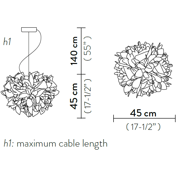 Veli Foliage Suspension Dimensions