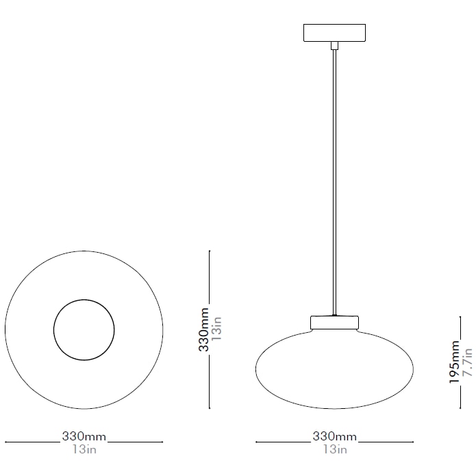 Mūn Pendant Large Suspension Dimensions