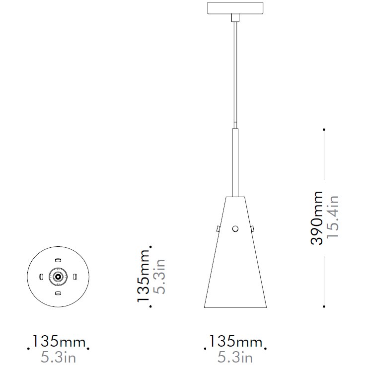 Yama Pendant Glass Suspension Dimensions