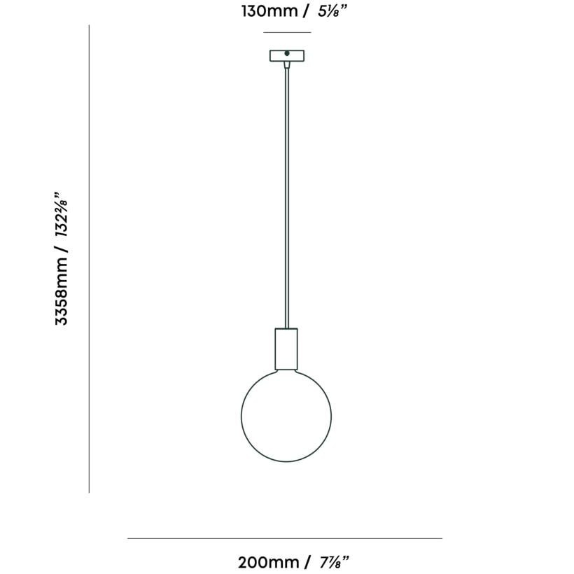 Alumina Single Pendant Suspension Dimensions