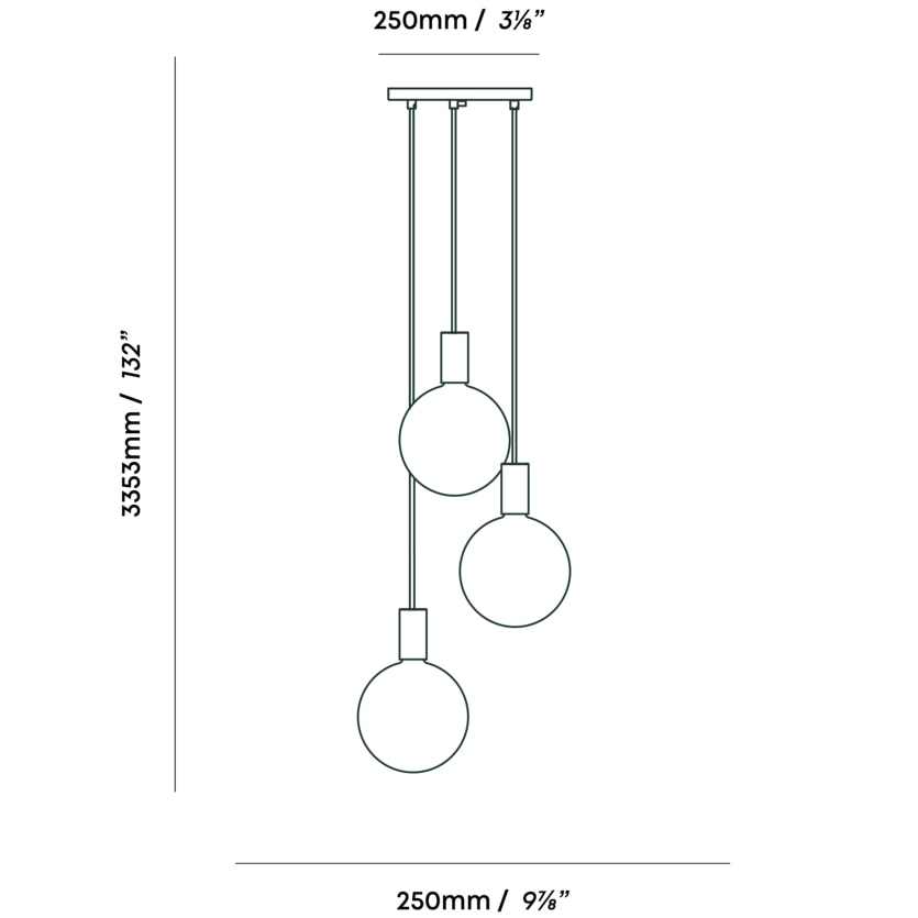 Alumina Triple Pendant Suspension Dimensions