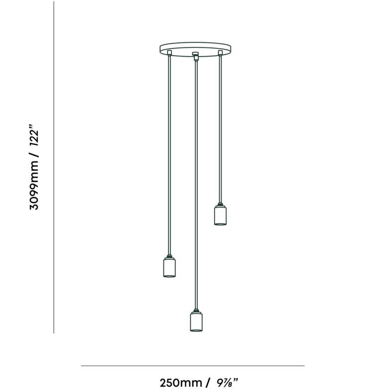 Triple Pendant Suspension Dimensions