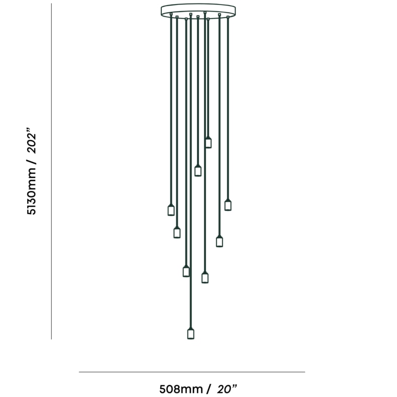 Sphere IV Nine Pendant Suspension Dimensions