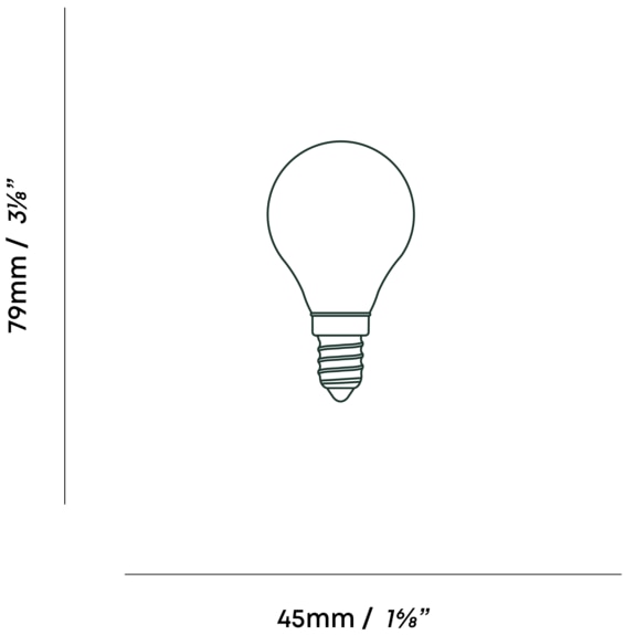 Porcelain I 3W LED Bulb Dimensions