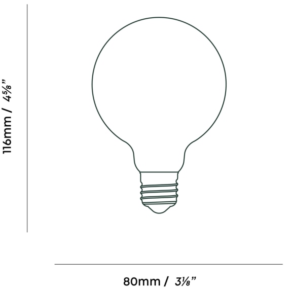 Porcelain II 6W LED Bulb Dimensions