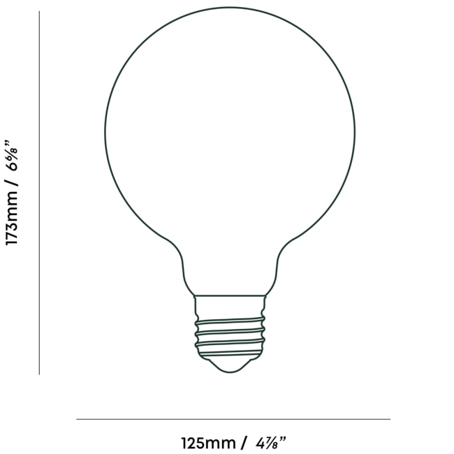 Porcelain III 6W LED Bulb Dimensions