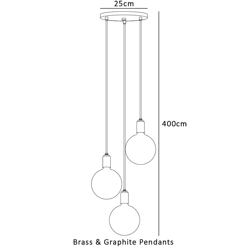 Sphere IV Triple Pendant Suspension Dimensions