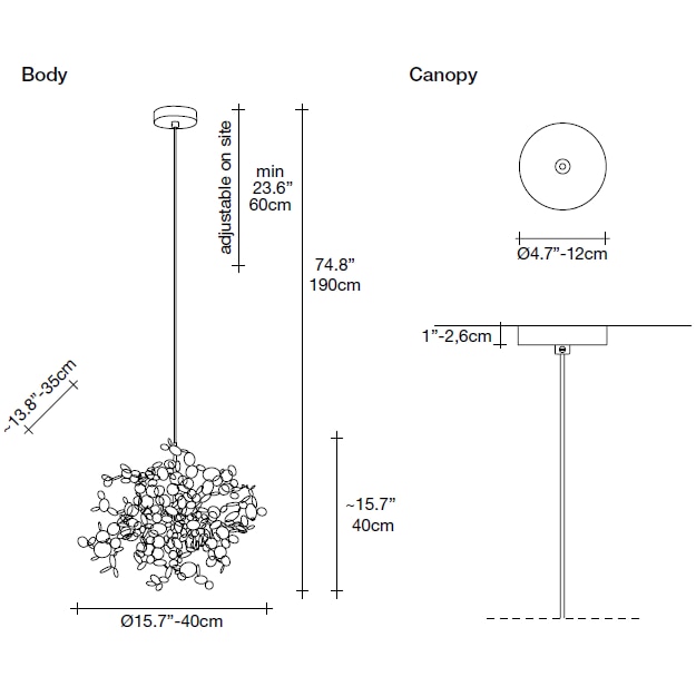 Argent Single Element Suspension Dimensions