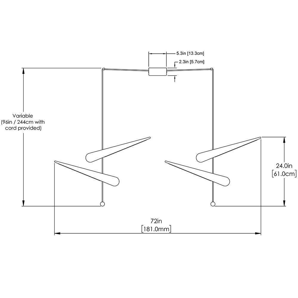 Cardinal Double Pendant Dimensions