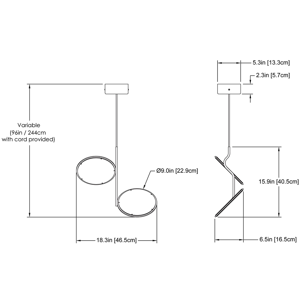 Hublot 16 2L Pendant Suspension Dimensions