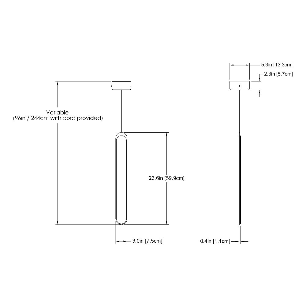 Jalon 1 Pendant Suspension Dimensions