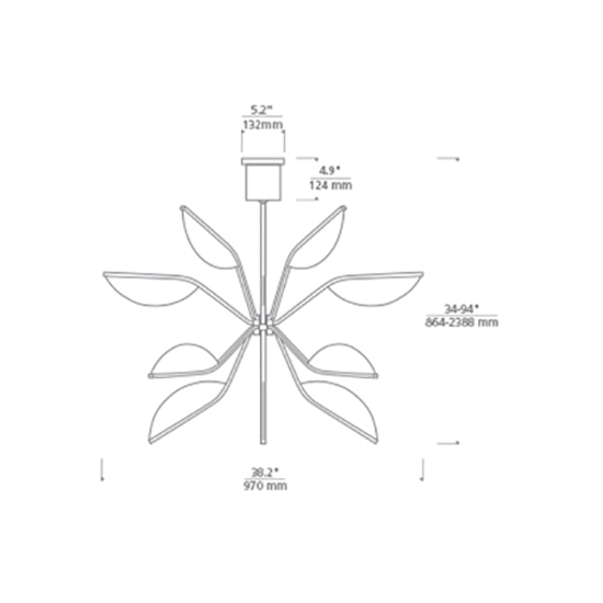 Belterra 38 Globe Chandelier Suspension Dimensions