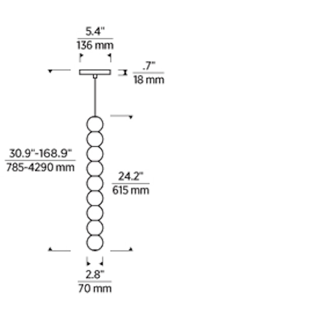 Orbet 9-Light Pendant Suspension Dimensions