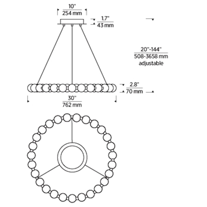 Orbet Chandelier Suspension Dimensions