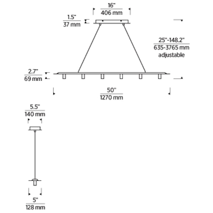 Ponte 50 Linear Suspension Dimensions