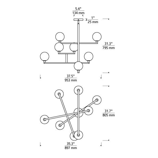 Gambit Chandelier Suspension Dimensions