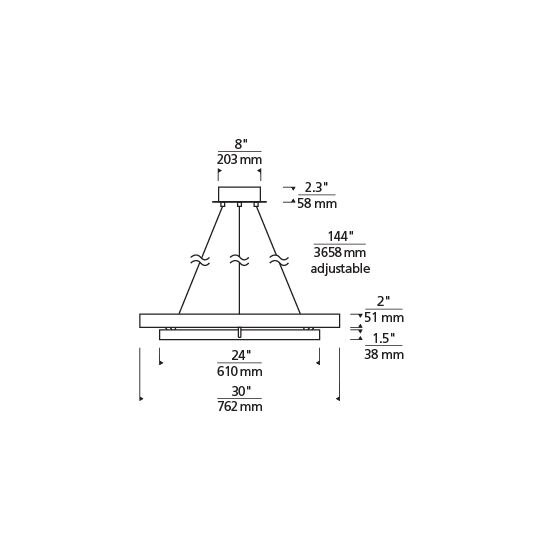 Grace 30 Chandelier Suspension Dimensions