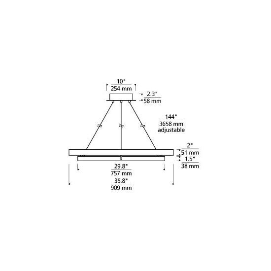 Grace 36 Chandelier Suspension Dimensions