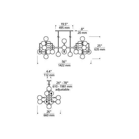 Viaggio Linear Suspension Dimensions