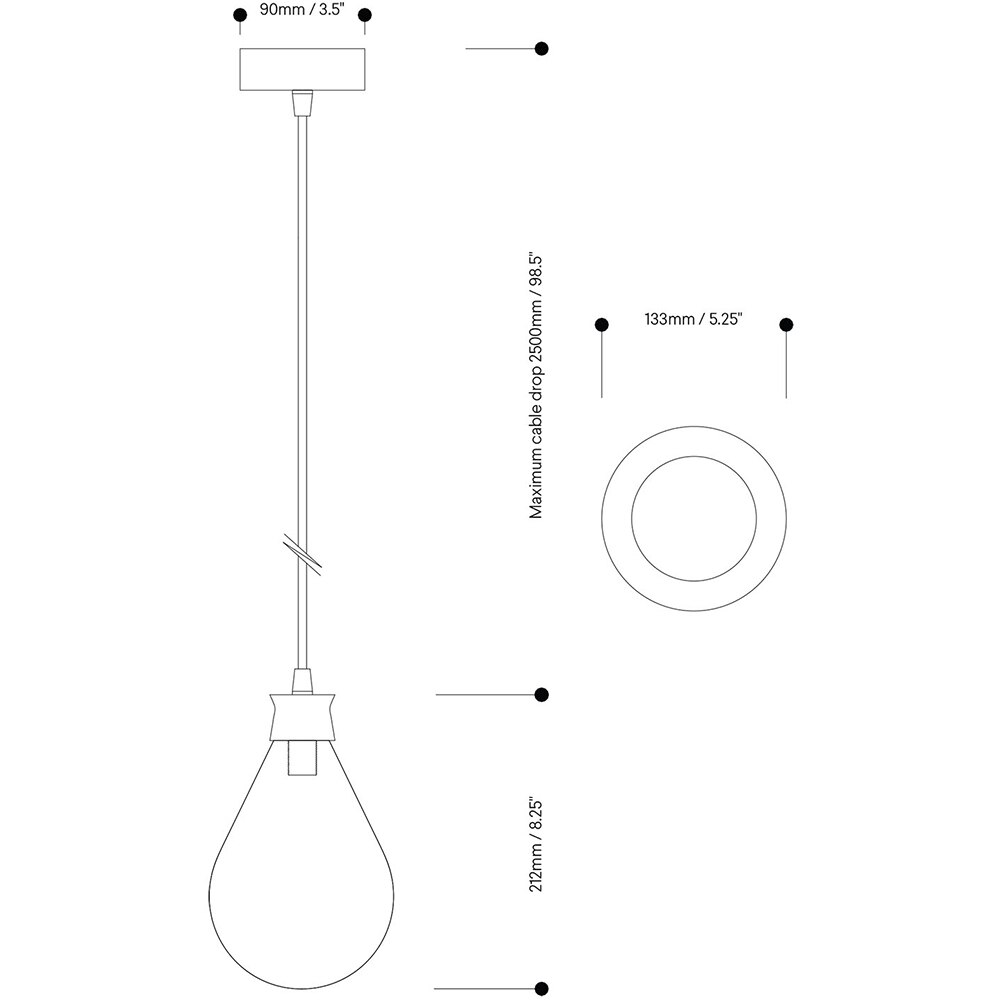 Cintola Pendant Suspension Dimensions