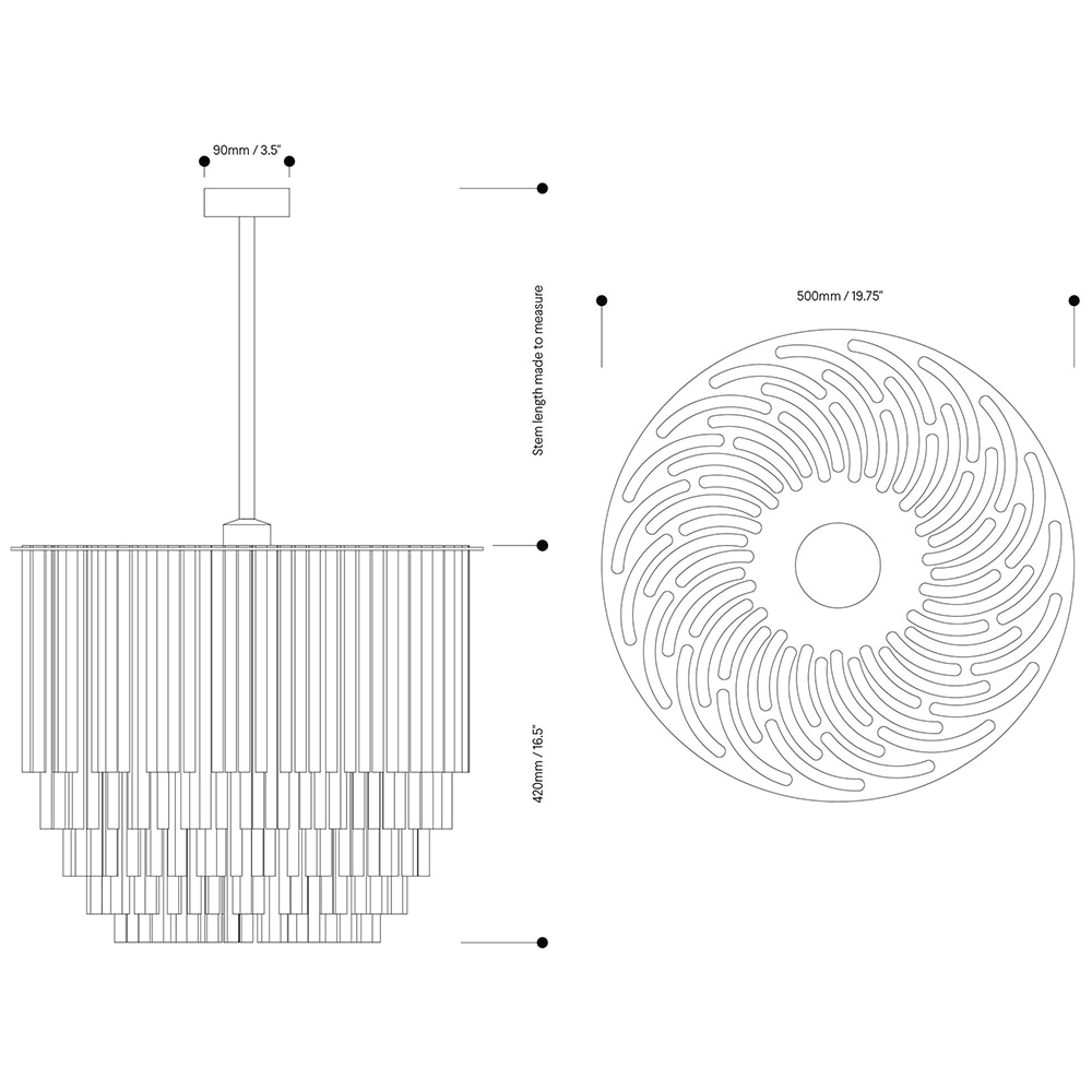 Disc Chandelier Suspension Dimensions