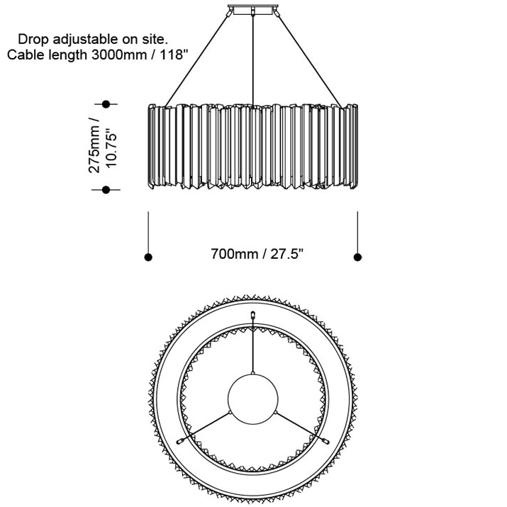 Facet Chandelier Suspension Dimensions