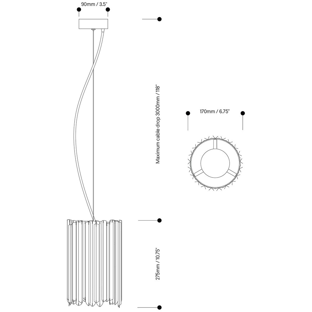 Facet Pendant Suspension Dimensions