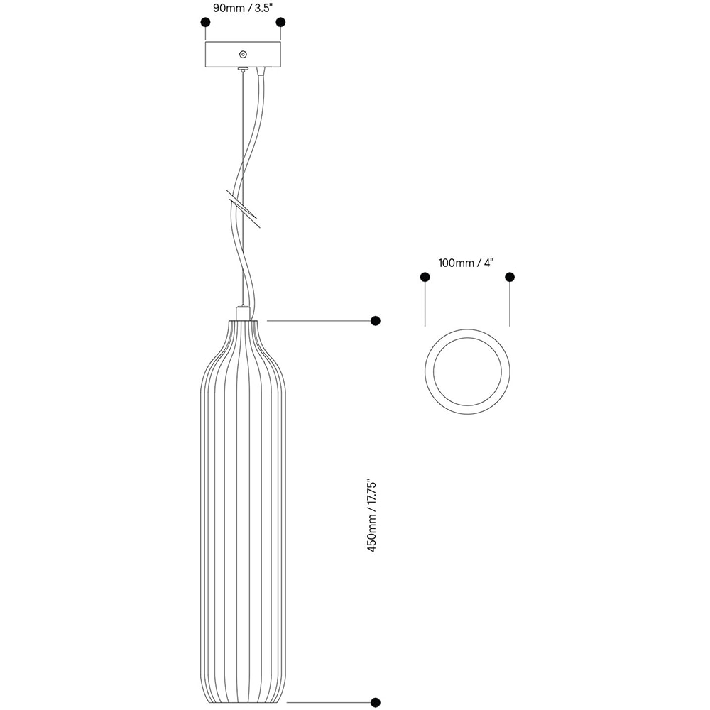 Flute Pendant Suspension Dimensions