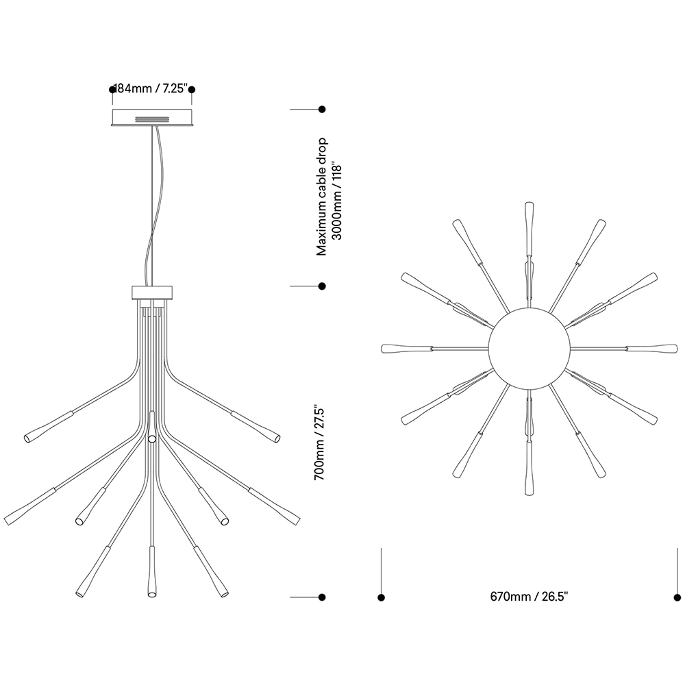 Lightweight Chandelier Suspension Dimensions