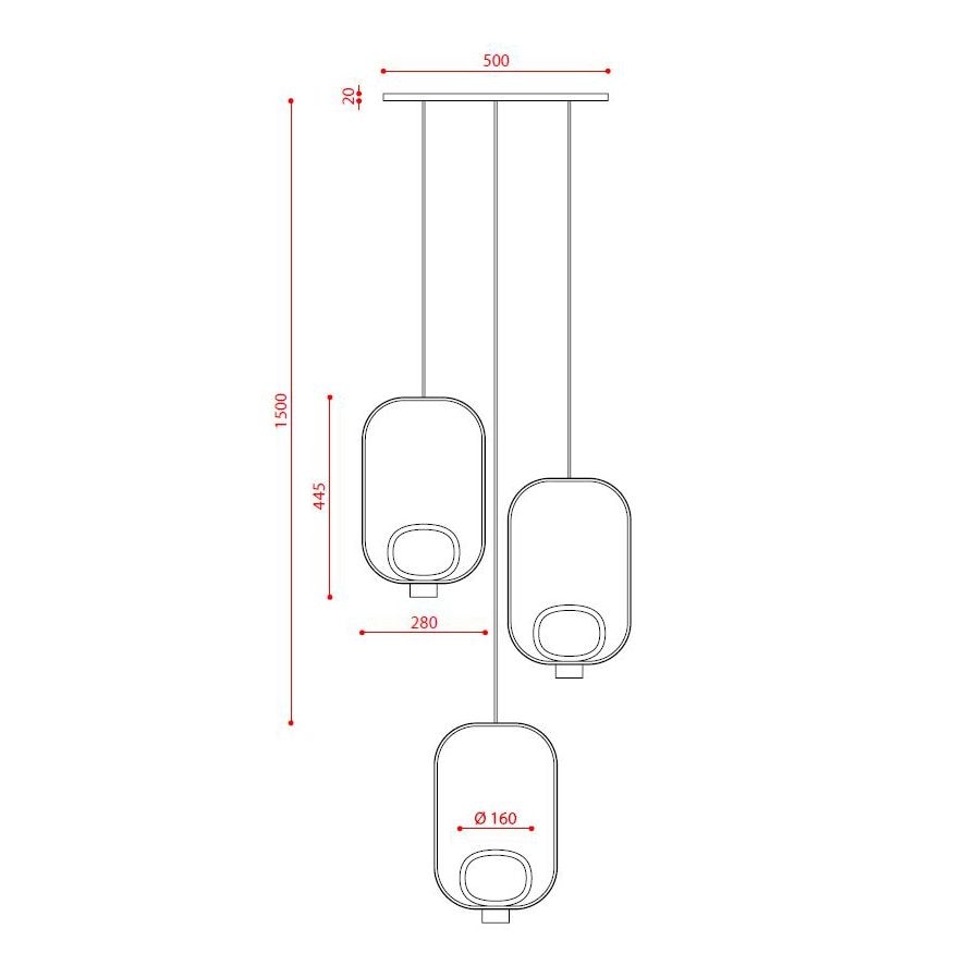 Filipa Chandelier Suspension Dimensions