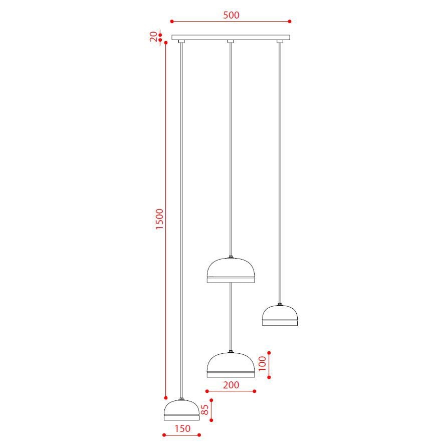 Molly 4 Chandelier Suspension Dimensions