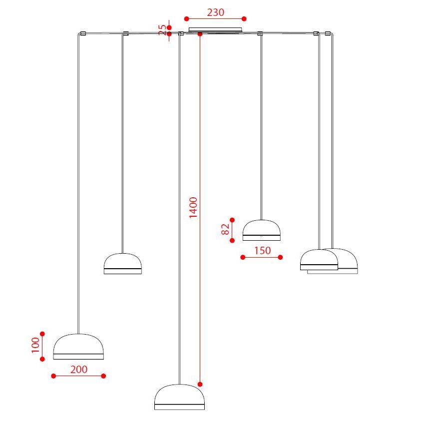 Molly 6 Chandelier Suspension Dimensions