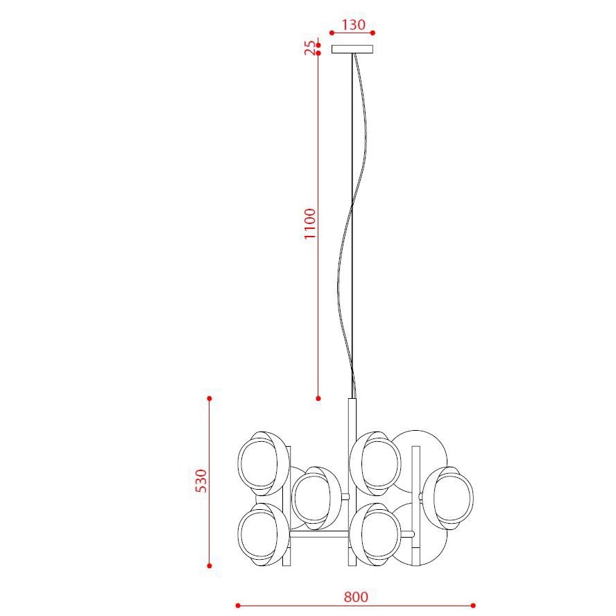 Muse 554.13 Chandelier Suspension Dimensions