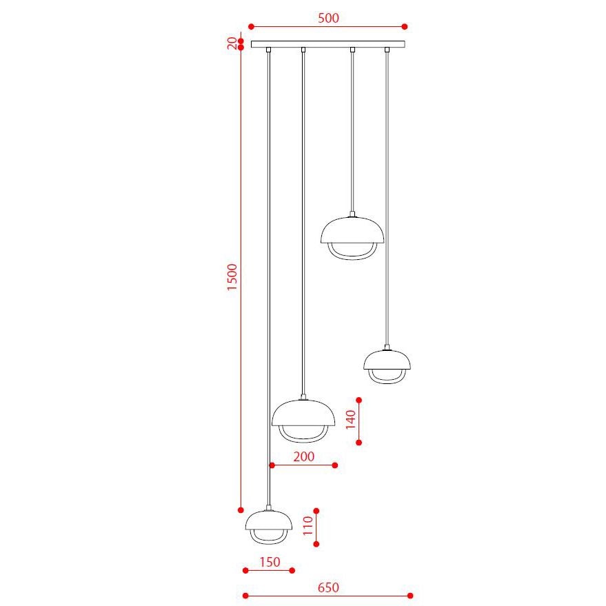 Muse 554.14 Chandelier Suspension Dimensions