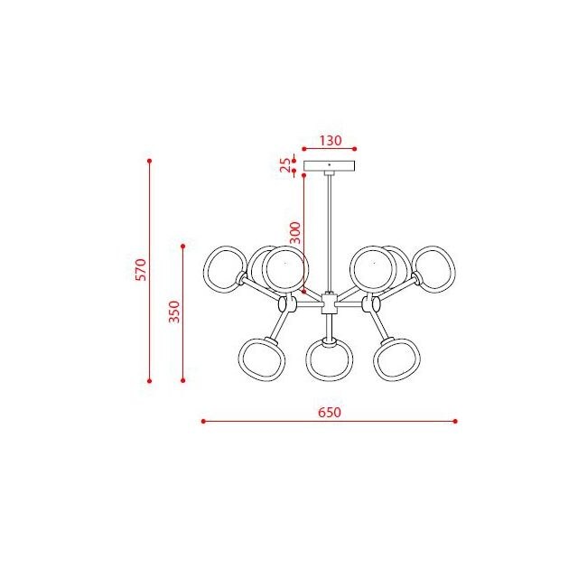 Nabila 9 Chandelier Suspension Dimensions