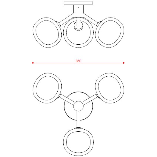 Nabila Triple Ceiling/Wall Dimensions