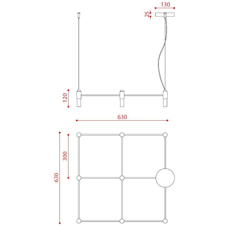 Quadrante 9 Chandelier Suspension Dimensions