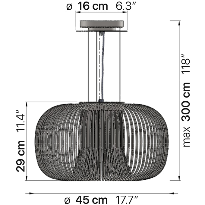 Impossible C Pendant Suspension Dimensions