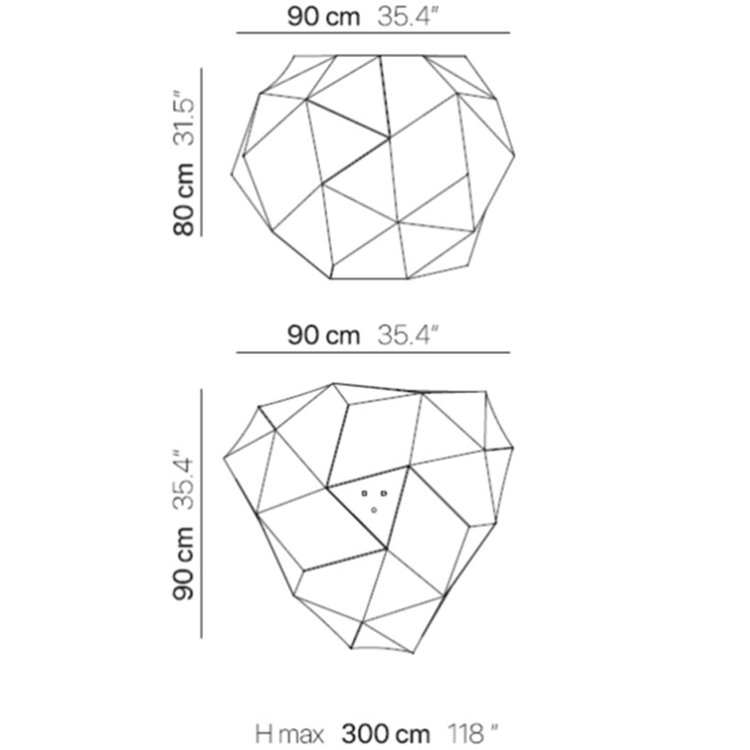Fold Amethyste Pendant Suspension Dimensions