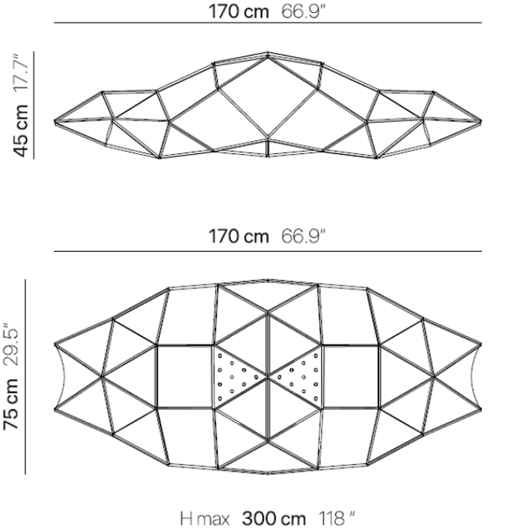 Fold Emeraude Pendant Suspension Dimensions