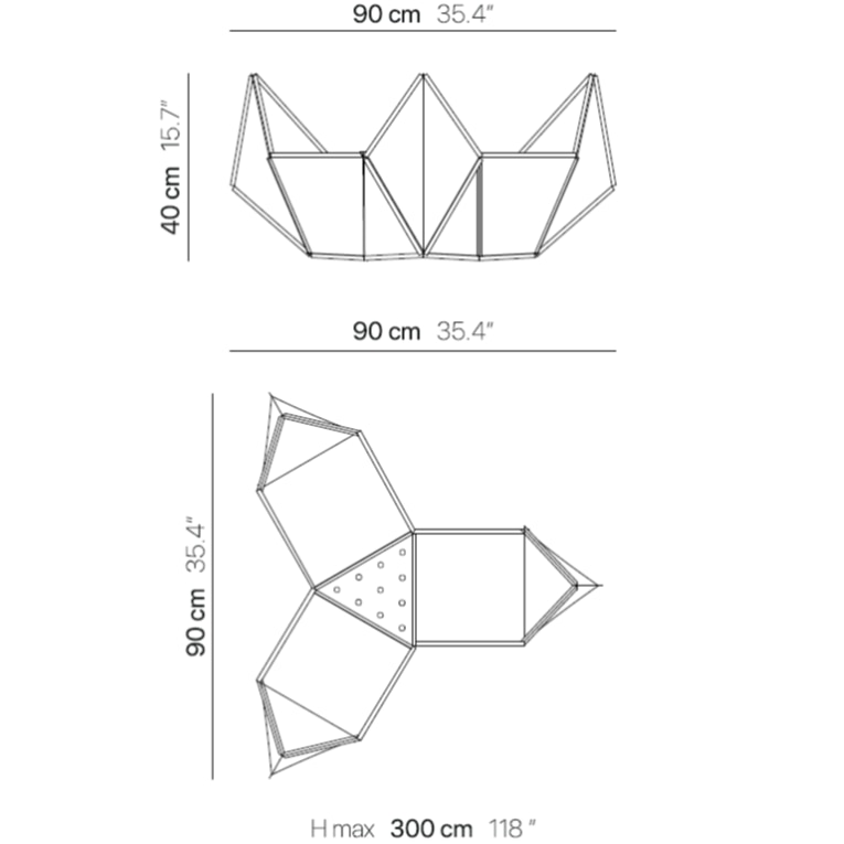 Fold Onyx Pendant Suspension Dimensions