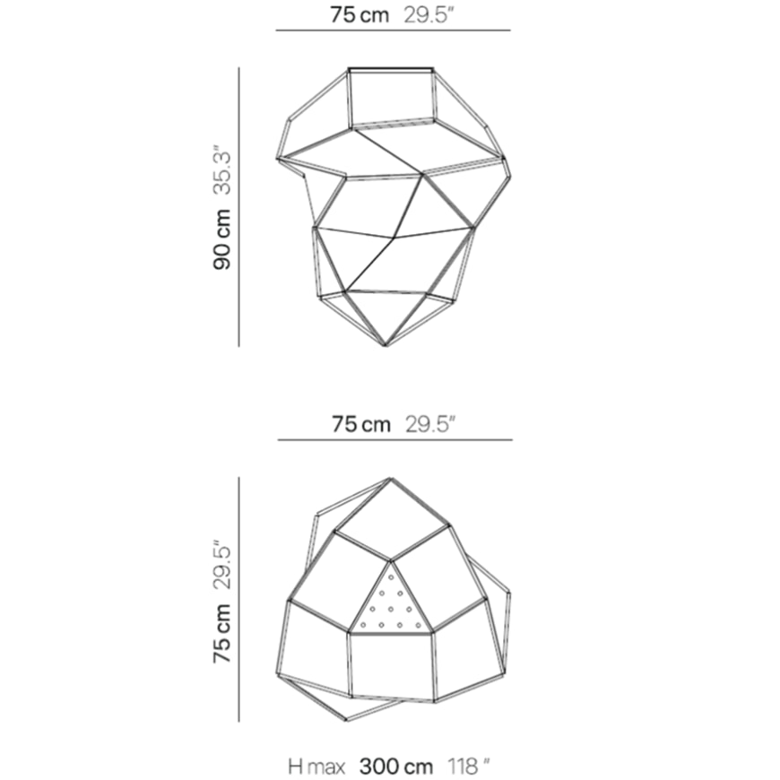 Fold Opale Pendant Suspension Dimensions