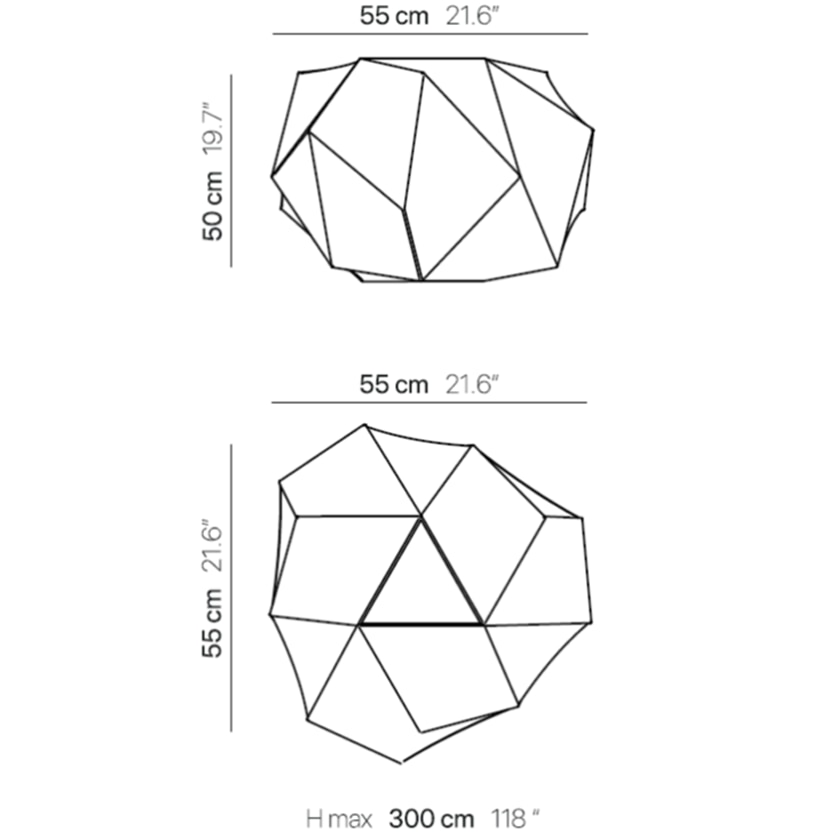 Fold Quartz Pendant Suspension Dimensions