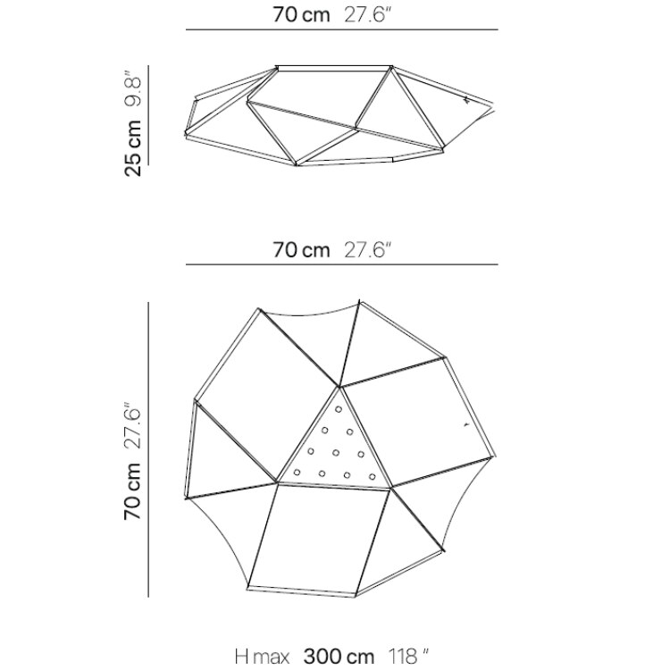 Fold Rubis Pendant Suspension Dimensions