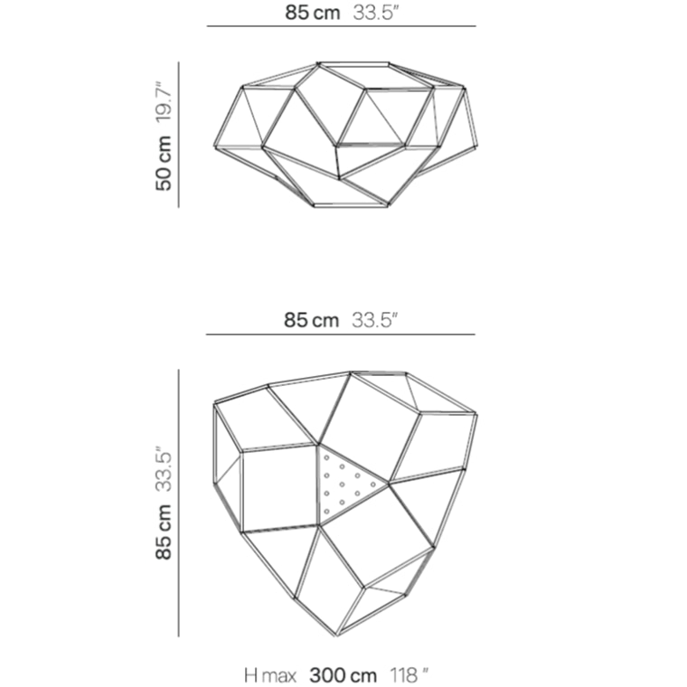 Fold Topaze Pendant Suspension Dimensions