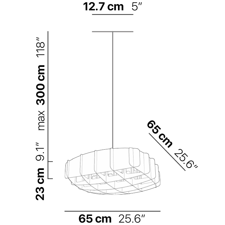 Ristikko P65 Pendant Suspension Dimensions